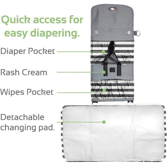 NWT- LillyBit Uptown Diaper Bag Clutch, Black & White Stripes - Picture 5 of 10